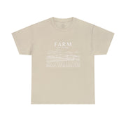 Sand short sleeve t-shirt with 'Farm Not Pharma' in bold white letters