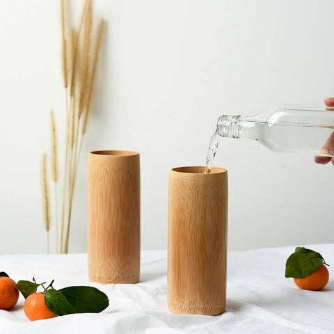 Set of 4 Natural Bamboo Drinking Cups