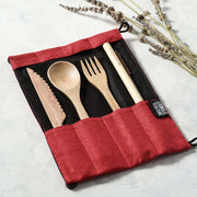 Bamboo Cutlery Set (Green bag)-2