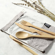 Bamboo Cutlery Set (Brown bag)-3