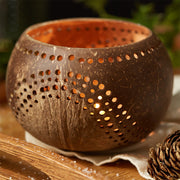 Coconut Shell Tea Light Holder Set | Eco-Friendly, Unique & Unusual Tea Light Base-3